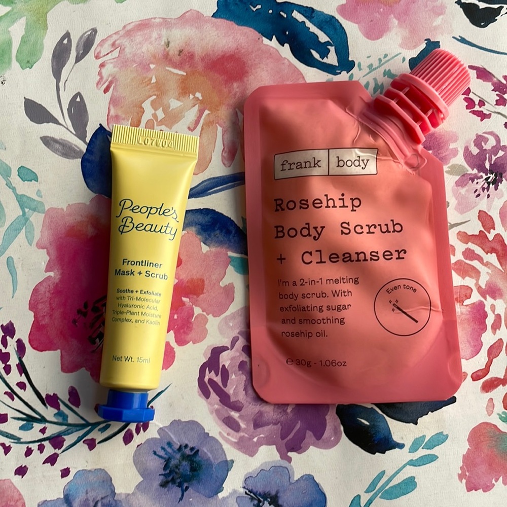 Franks body scrub and Peoples beauty mask + scrub